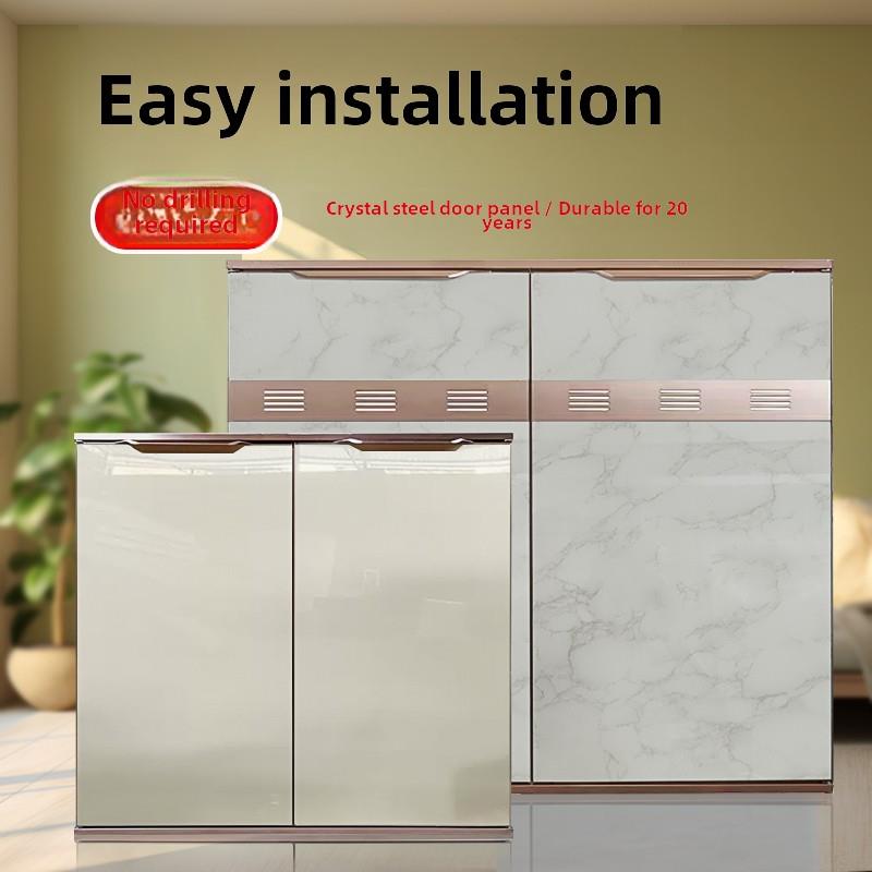 带框橱柜门免打孔定制灶台钢化玻璃门晶钢门自装厨房厨柜门定做