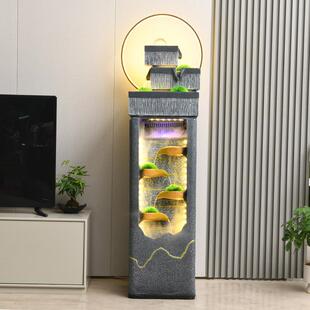 流水喷泉招财风水轮水幕墙落地加湿器摆件客厅家居装 饰品开业乔迁