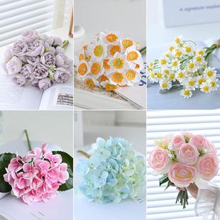 清仓单支玫瑰装 饰假花防仿真花客厅餐桌摆花塑料花束干花绢花摆件