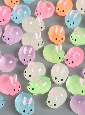 夜光迷你小兔子diy微景观桌面摆件装饰品玩具树脂小配件卡通公仔