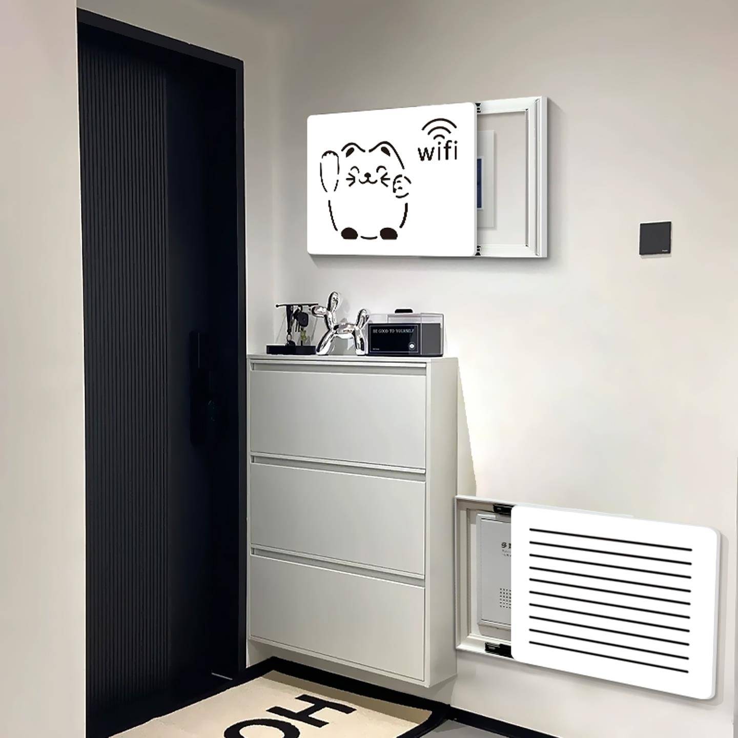 电表箱装饰画 画多媒体弱电箱遮挡客厅挂画 画电闸配电箱网路线图片