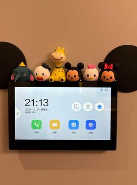 米奇入户可视门铃装饰摆件对讲电话开关玄关客厅墙上屏幕遮挡饰品