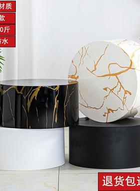 暴力熊底座摆件增高台圆形轻奢展台模特地台圆柱展示台直播间站台