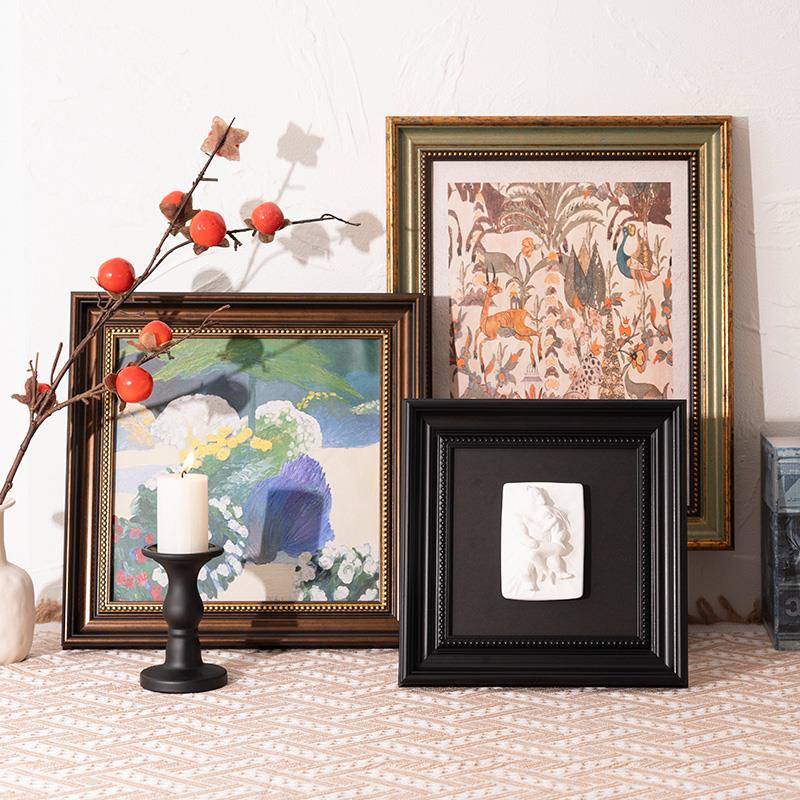 法式复古黑色画框石膏像油画框小众高级感中古风相框空框装裱定制