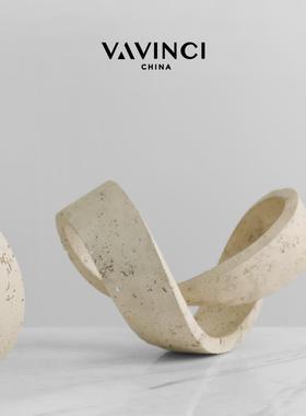 梵其现代轻奢几何环形摆件创意艺术彷洞石样板间客厅电视柜装饰品