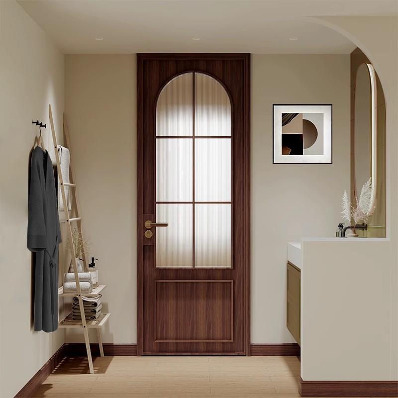 法式覆古卫生间厕所门厨房阳台客厅洗手间胡桃木色钛镁合金平开门