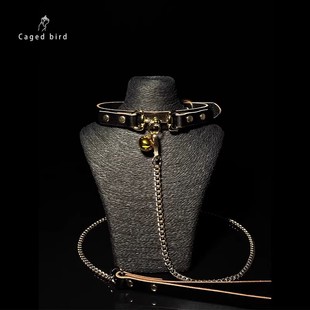 糖衣炮弹 铃铛项圈女皮质choker带牵引道具宫铃cos脖圈男项链配饰