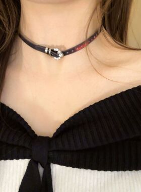 小众反派温变软皮choker项圈女