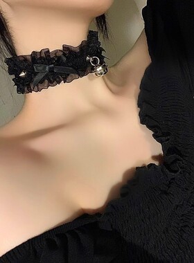 蝴蝶结蕾丝小铃铛项圈女颈带