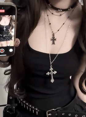 y2k千禧轻亚风多层十字架项链