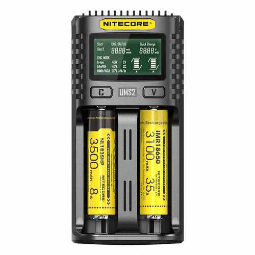 NITECORE奈特科尔ums2智能快充usb双槽QC高电流4A 18650充电器