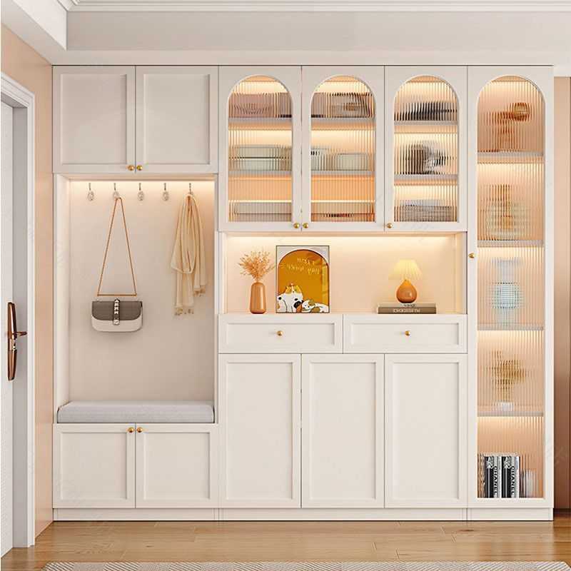 轻奢美式鞋柜实木玄关柜一体入户靠墙隔断柜家用门口收纳柜储物柜