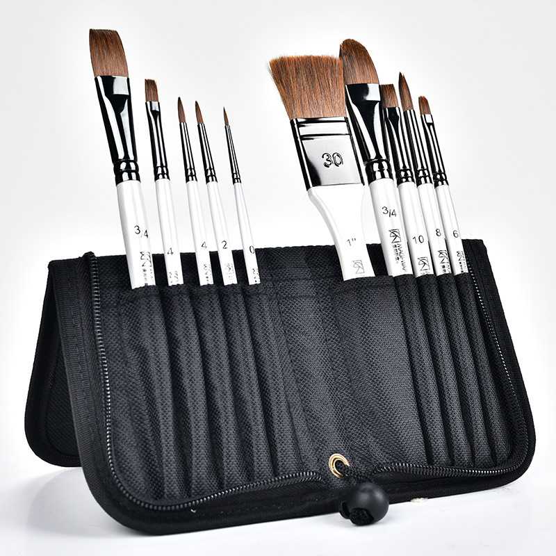 美邦祈富水粉油画笔10支套装墙绘丙烯颜料画笔不掉毛扇形水彩排笔