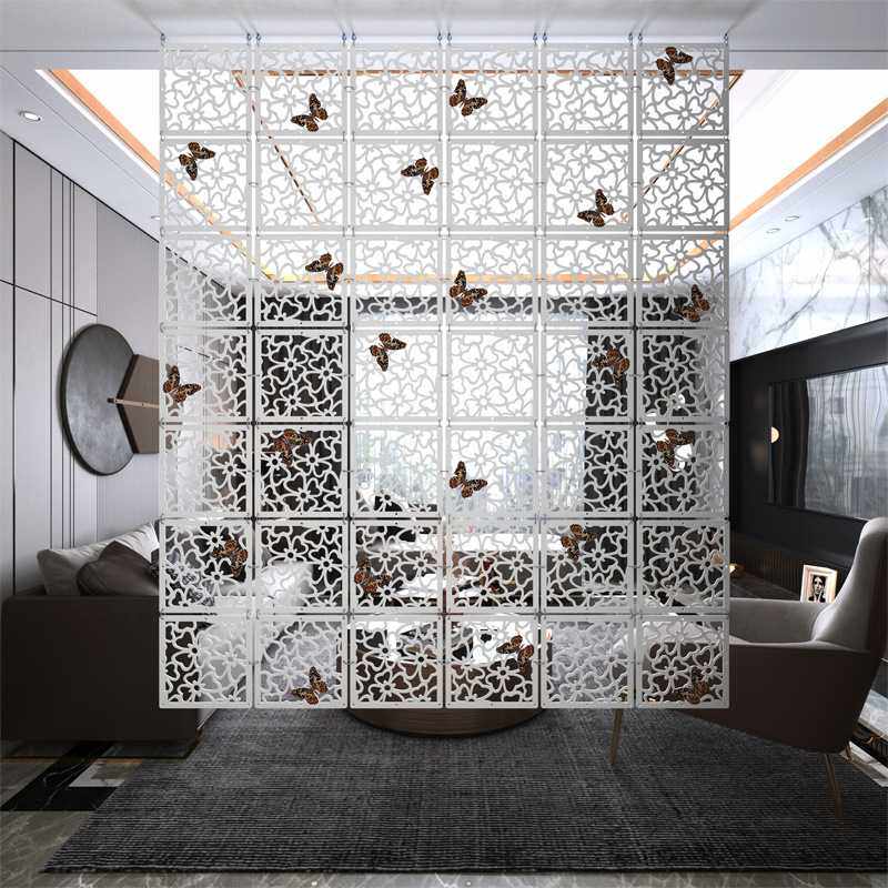 现代简约挂式方形屏风软玄关隔断时尚餐客厅卧室挂帘雕花镂空墙贴