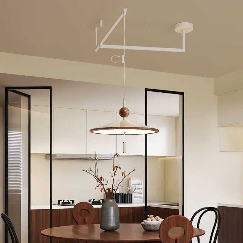 中古风可移位风铃餐厅灯侘寂禅意复古书房摇臂吊灯日式茶室饭厅灯