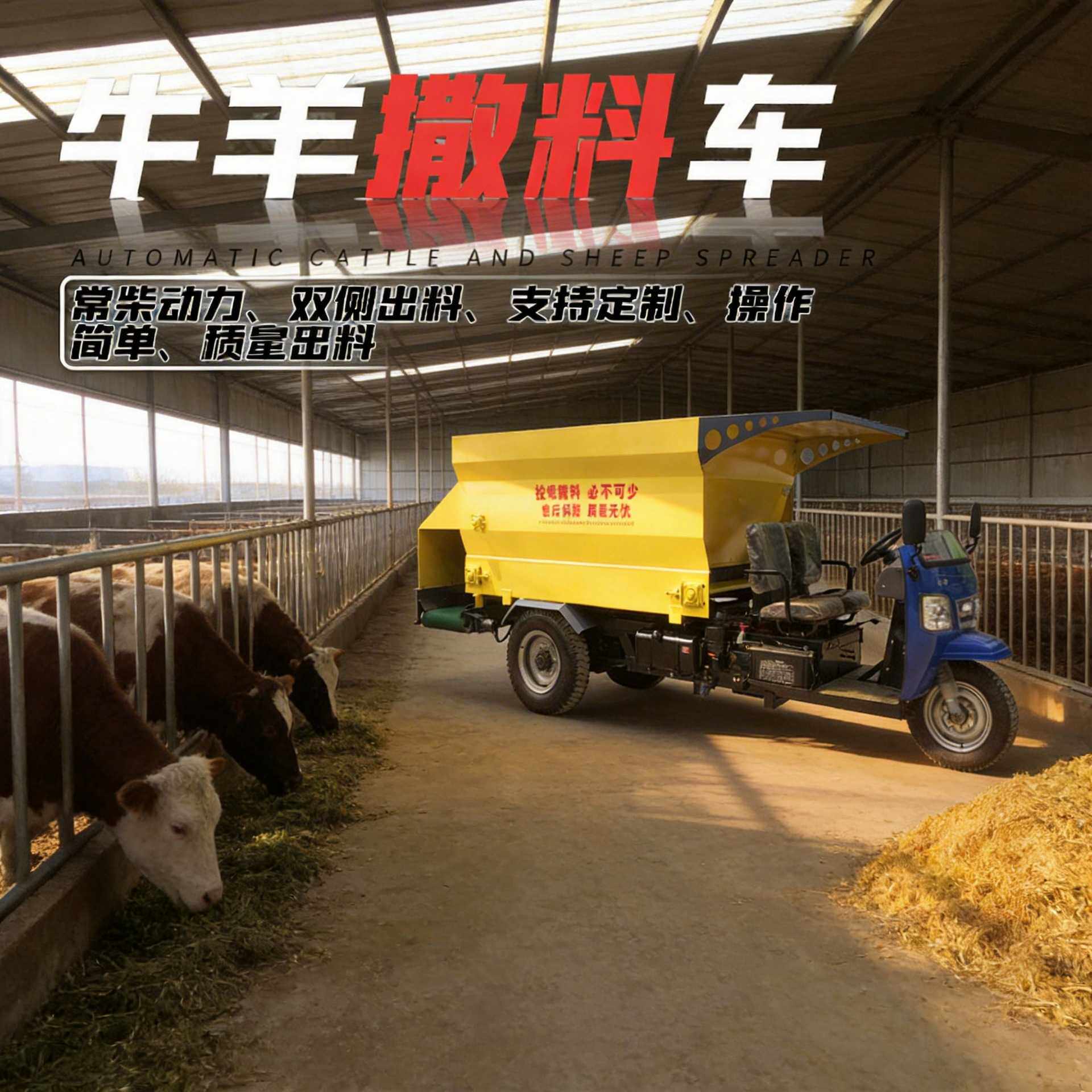 5方容量双侧出料撒料车 牛羊喂料车 tmr搅拌撒料一体机畜牧养殖