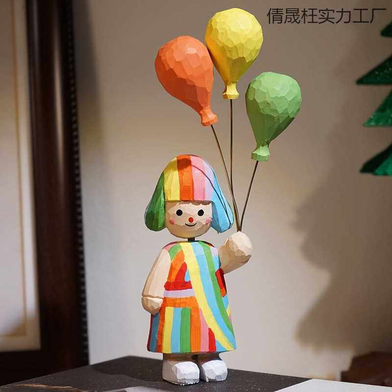 “多巴胺女孩”手工木摆件 举气球可爱浪漫生日送女生,电子元器件市场,其它元器件,淘宝优惠券,粉丝福利购,淘宝优惠卷