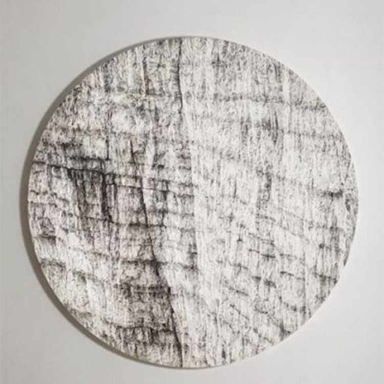 无框圆形手绘肌理新中式玄关装饰画餐厅书房客厅酒店样板抽象挂画