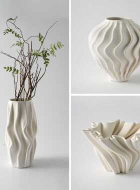 现代简约3D打印陶瓷白色异形花器几何花瓶摆件轻奢家居艺术装饰品