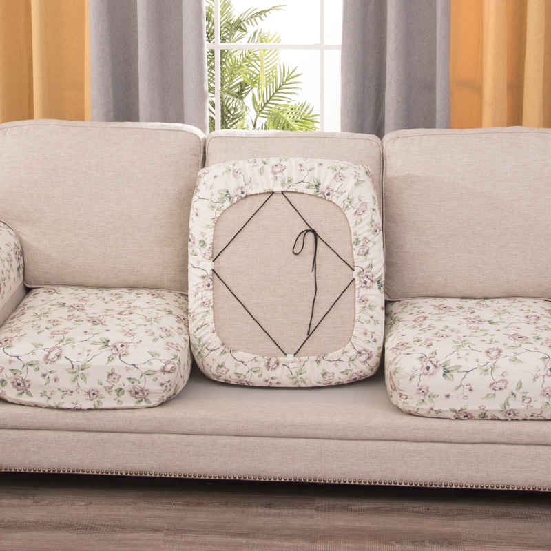 四季田园布艺全包组合p沙发坐垫套 欧式防滑沙发笠套沙发罩定制