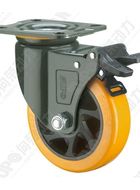 SUPO向荣5寸中重型橙色带刹车聚氨酯 万向 脚轮J05S-01A-125-222