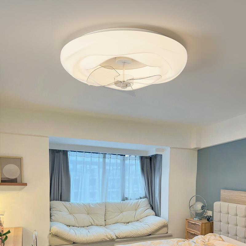 全光谱奶油风卧室吸顶摇头风扇灯极简现代智能主卧餐厅风扇灯