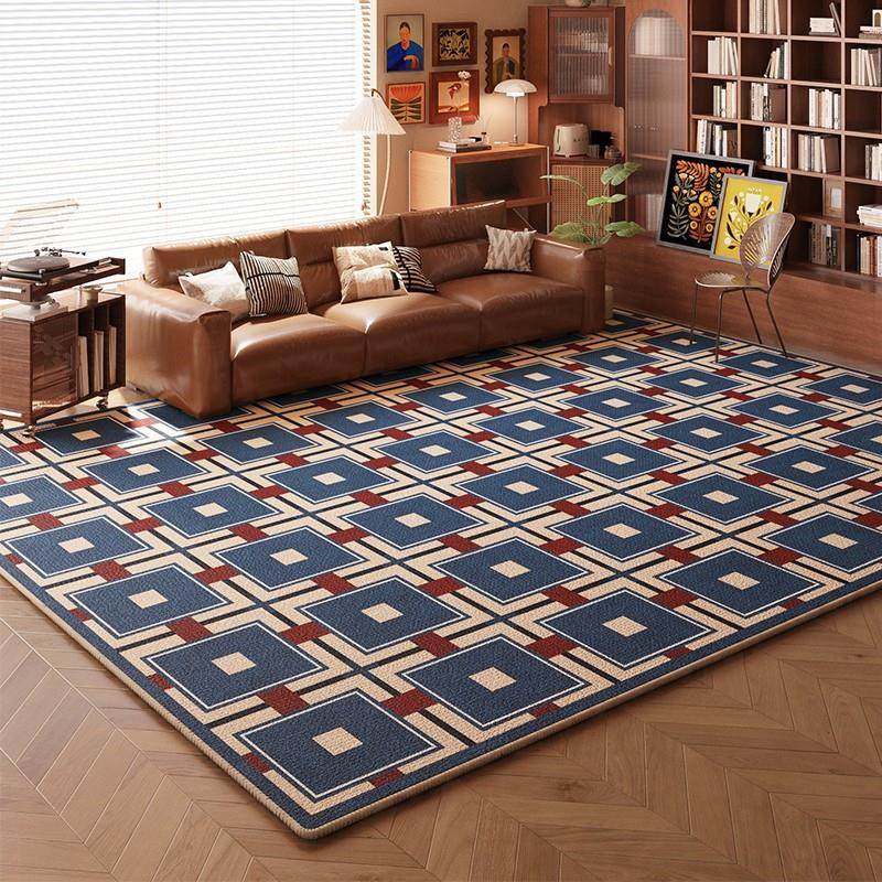 客厅地毯2024新款圈绒复古风家用卧室茶几毯耐脏床边毯加厚大面积