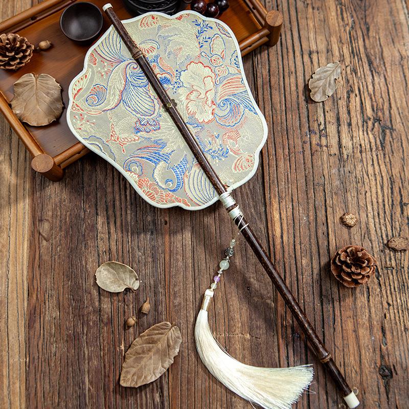 腰扇可卷扇子团扇长柄古风女仙气夏天凉快耐用古典汉服旗袍舞蹈扇