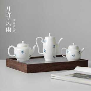几许风雨纯手绘茶壶蝴蝶兰花贵妃壶泡茶器家用陶瓷功夫茶具泡茶壶