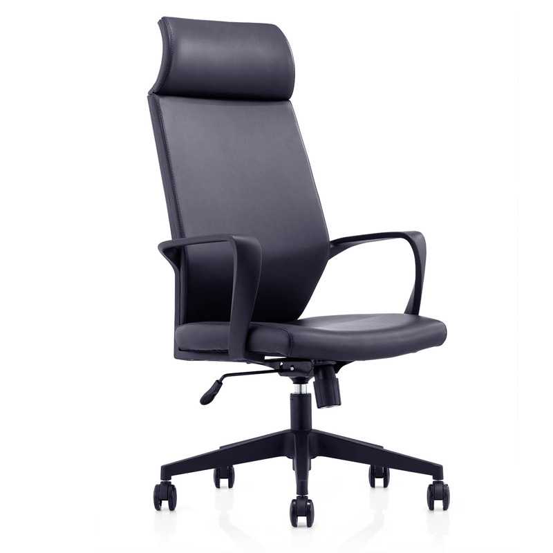 电脑椅子家用办公椅大班椅老板椅升降带轮扶手黑色皮艺弓形会议椅