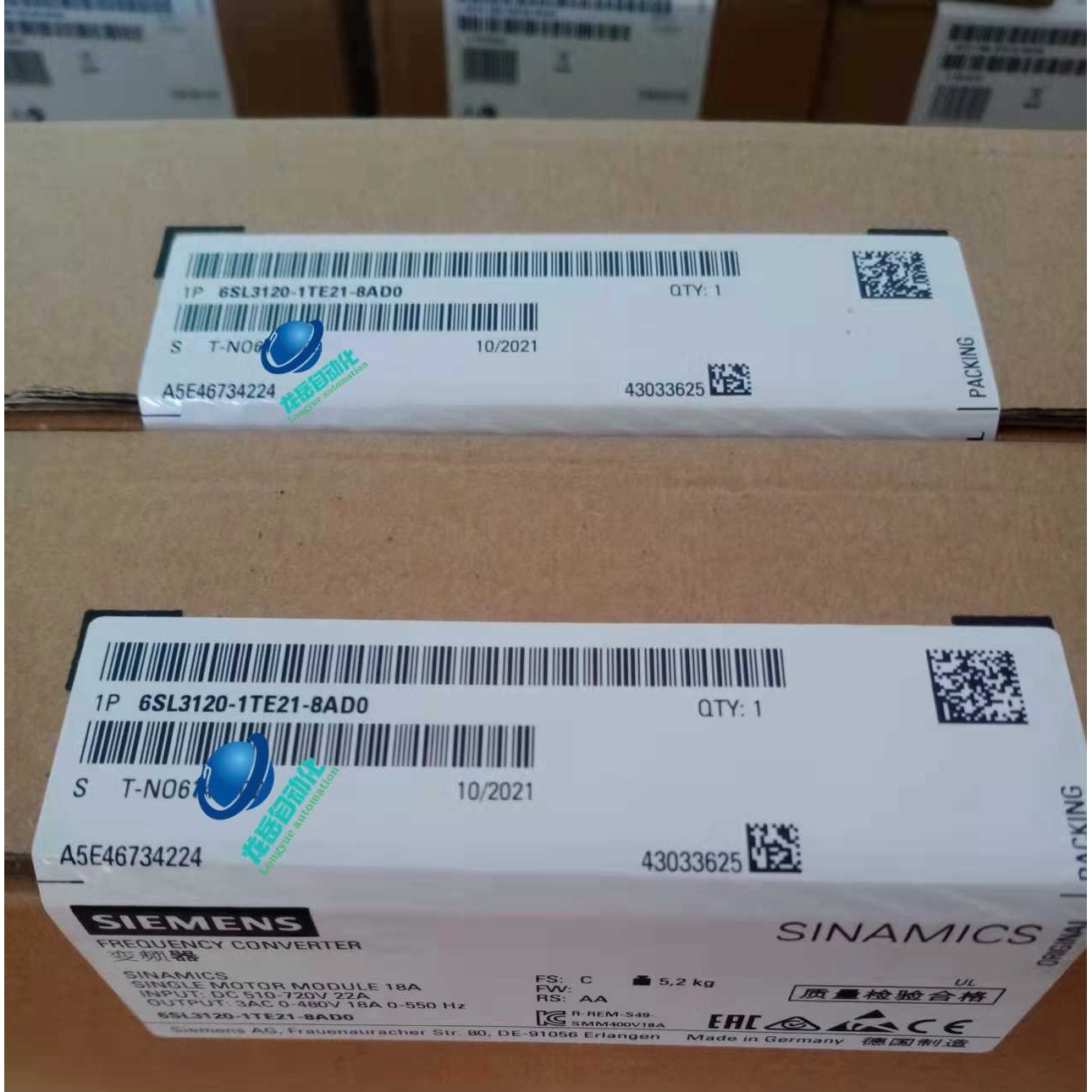 6SL3120-1TE21-8AD0  S120驱动器 18A 5.2KW  1TE21-8ADO