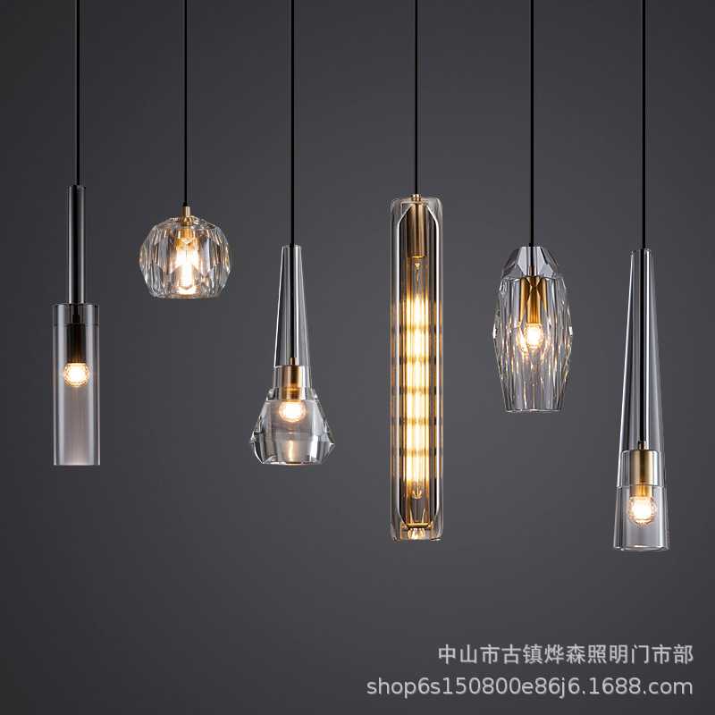 卧室床头吊灯现代简约创意轻奢水晶网红艺术氛围led主卧长线小