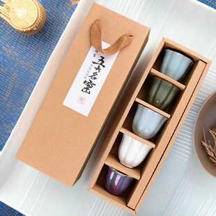 仿宋五大名窑茶杯套装汝窑茶具哥窑主人杯家用官窑杯子送礼装茶器