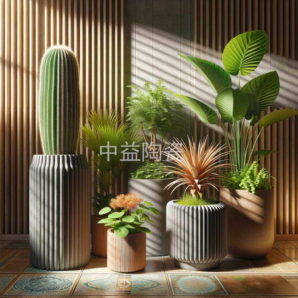 白色水泥花盆北欧落地创意个性简约圆柱形客厅大号阳台盆景盆