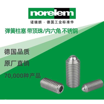 norelem德国原厂直供诺瑞朗NLM03035不锈钢弹簧柱塞带顶珠/内六角