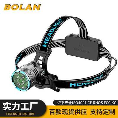 新款七眼远射强光头带灯铝合金电筒快充高亮伸缩变焦挥手感应头灯