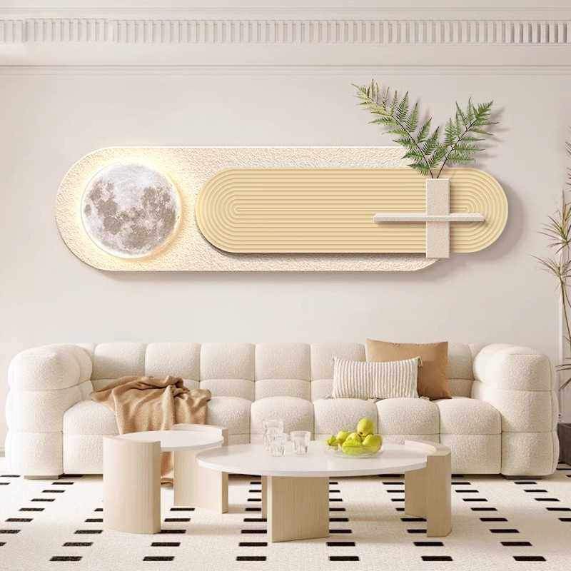 奶油风月球沙发背景墙装饰画LED发光高级感挂画大气抽象客厅壁画,基础建材,脚轮/万向轮,淘宝优惠券,粉丝福利购,淘宝优惠卷