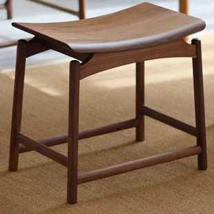 中式实木方凳客厅换鞋榆木元宝简约原木马鞍凳卧室家用矮凳