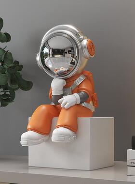 思考者太空人宇航员坐姿摆件客厅电视柜酒柜书柜书靠玄关工位装饰