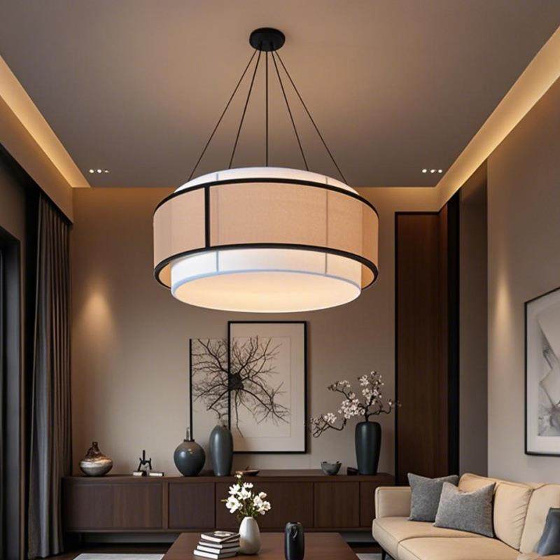 新中式吊灯客厅禅意复古宋代美学吧台吊灯侘寂风设计师款布艺灯具