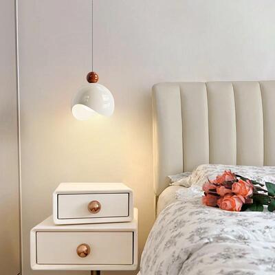 法式奶油风卧室床头吊灯现代简约侘寂风中古设计师餐厅吧台小吊灯