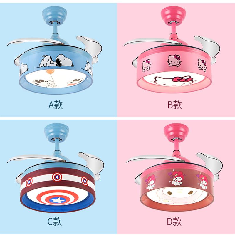 静音儿童房风扇灯吊扇灯现代简约卧室吊灯餐厅创意北欧led灯具