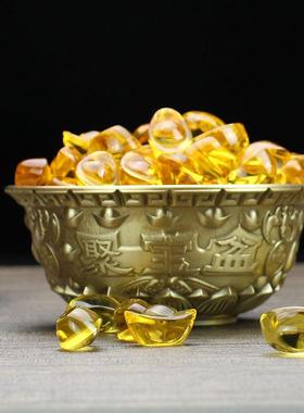 黄铜聚宝盆金属工艺品办公室家居纯铜摆件招米小铜器创意存钱盆