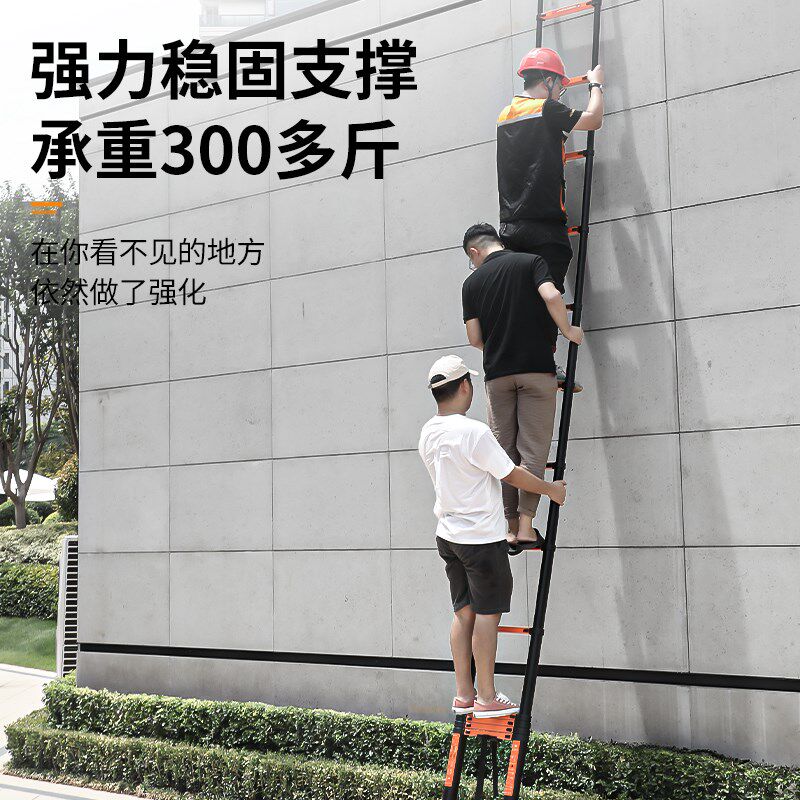 家用梯子折叠梯伸l缩人字加厚多功能伸缩直梯便携阁楼升降楼梯碳