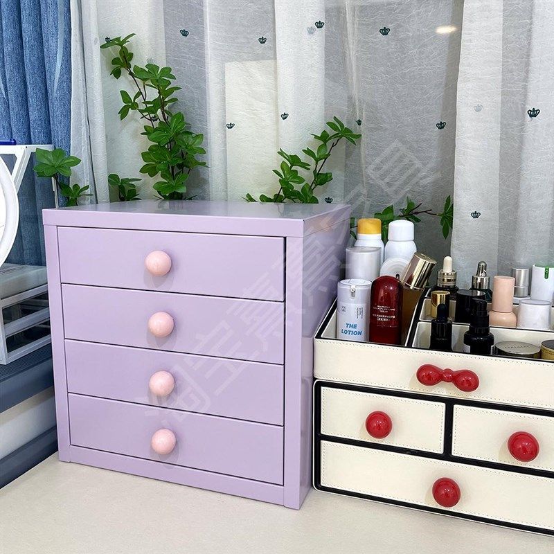 免安装桌面多巴胺护肤品化妆品收纳盒抽屉M收纳柜网红铁皮柜储物,收纳整理,桌面收纳盒,淘宝优惠券,粉丝福利购,淘宝优惠卷