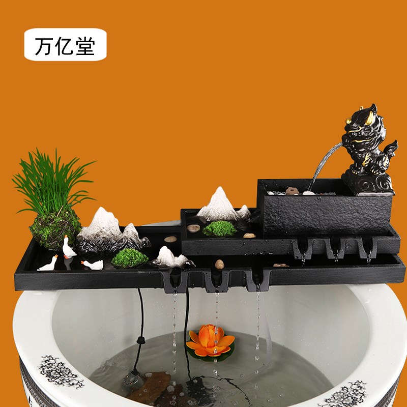 古法养鱼造景套餐流水器循v环水泵室外庭院子石槽假山流水摆件配