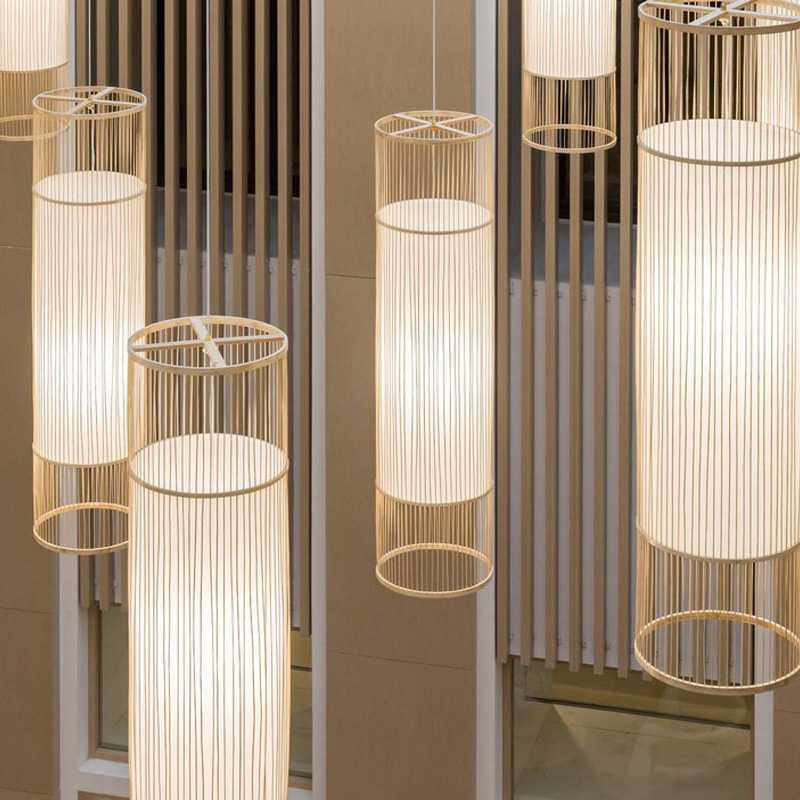 日式禅意竹编吊灯竹灯新中式茶楼梯饭店竹艺民宿吊顶装饰大厅灯具