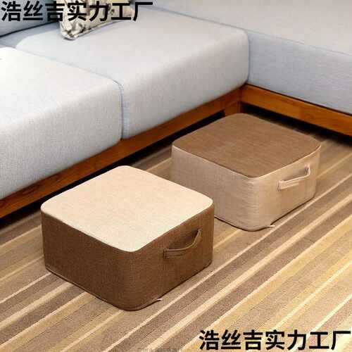 北欧坐墩代发手工飘窗加厚拆洗布艺坐垫成人亚麻棉麻冬季懒人沙发