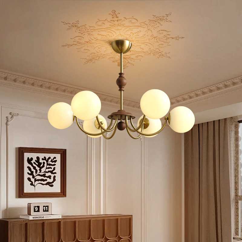 包豪斯魔豆客厅吊灯中古法式现代简约卧室餐厅主灯北欧奶油风灯具