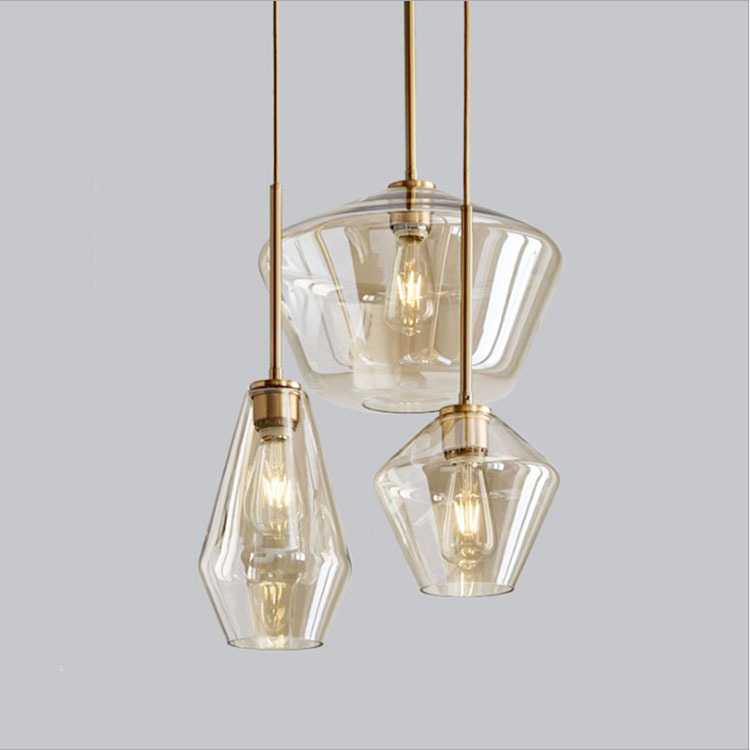 北欧现代彩色音乐厅设计师创意吧台客厅灯餐厅电镀香槟金玻璃吊灯